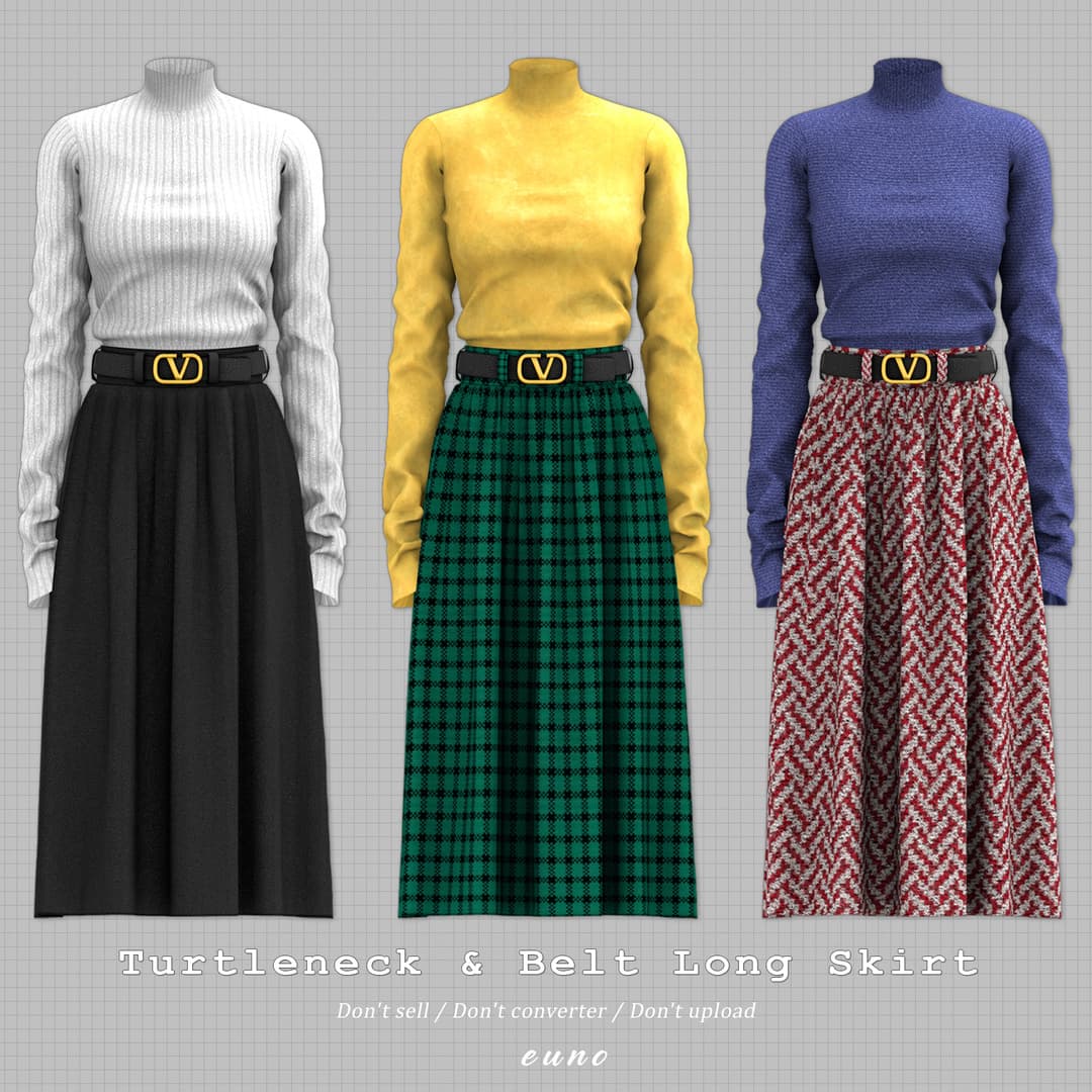 Комплект Turtleneck & Belt Long Skirt